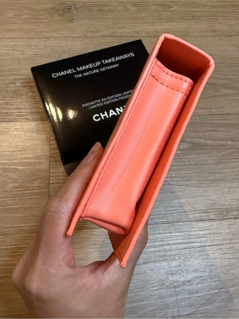 CHANEL Coral Pink Beauté Makeup Pouch